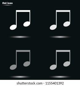 Music note flat grayscale vector icon.