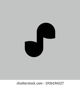 Music note flat icon. Audio symbol.  Voice button. Logo design element