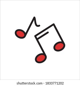 Music Note Flat Icon Color Design Vector Template Illustration