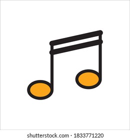 Music Note Flat Icon Color Design Vector Template Illustration