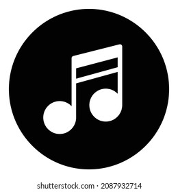 Icono plano de nota musical aislado en fondo blanco