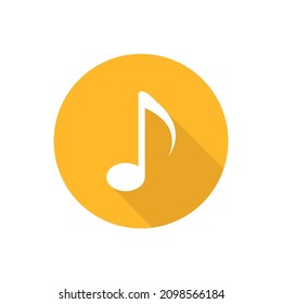 Music note flat icon with shadow