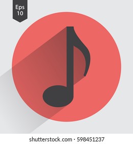 Music Note Flat Icon. Simple Sign. Vector Illustrated Symbol