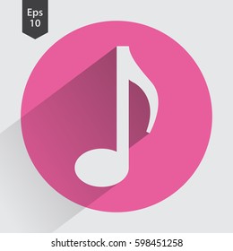 Music Note Flat Icon. Simple Sign. Vector Illustrated Symbol
