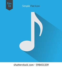Music Note Flat Icon. Simple Sign. Vector Illustrated Symbol