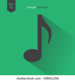 Music Note Flat Icon. Simple Sign. Vector Illustrated Symbol