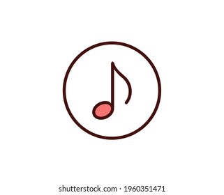 Music note flat icon. Thin line signs for design logo, visit card, etc. Single high-quality outline symbol for web design or mobile app. Siign outline pictogram.