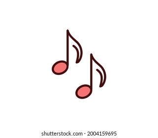 Music note flat icon. Thin line signs for design logo, visit card, etc. Single high-quality outline symbol for web design or mobile app. Siign outline pictogram.