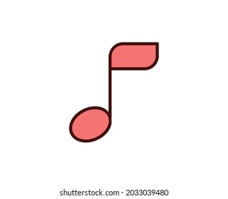 Music note flat icon. Thin line signs for design logo, visit card, etc. Single high-quality outline symbol for web design or mobile app. Siign outline pictogram.
