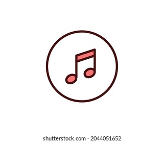 Music note flat icon. Thin line signs for design logo, visit card, etc. Single high-quality outline symbol for web design or mobile app. Siign outline pictogram.