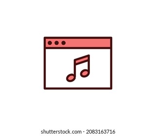 Music note flat icon. Thin line signs for design logo, visit card, etc. Single high-quality outline symbol for web design or mobile app. Siign outline pictogram.