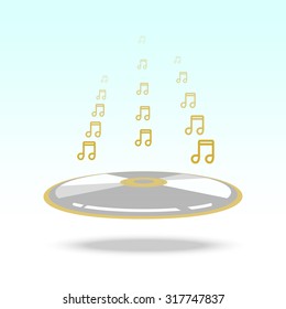 music note floating over cd illustration vector design eps 10