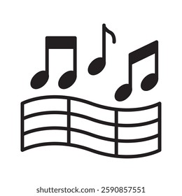 Music Note glyph, mini illustration icon. use for modern concept, print, UI, UX kit, web and app development. Vector EPS 10, related to entertainment, festival, funfair and hobbies.