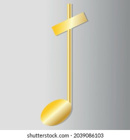 Music note golden icon. Vector