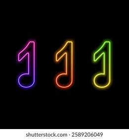 Music note graphic design template vector isolated. neon style. Music note graphic design template illustration icon musical symbol vector isolated black white background symbol style.