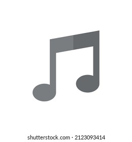 Music note grey flat vector icon