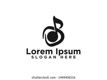 music note and guitar pick logo, vector illustration