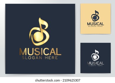music note and guitar pick logo, vector illustration