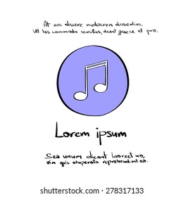 Music Note Hand Draw Color Icon Vector Illustration