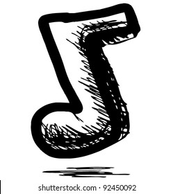 Music note hand drawing cartoon sketch illustration in childish doodle style