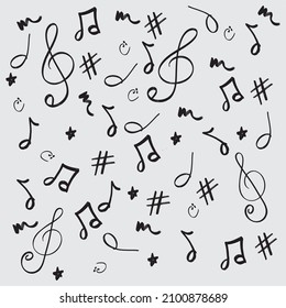 Music Note hand drawing vector art design with gray background