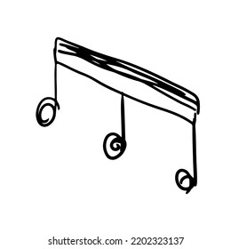 Music note hand drawn and doodle design. Sketch of melody and musical symbol in black silhouette style. Creative music icon isolated on white background vector illustration