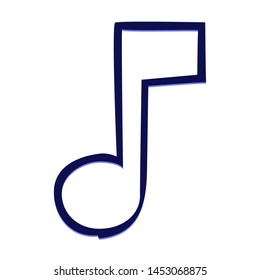 Music Note. Hand Drawn Icon with Blue Ballpoint Pen Style.