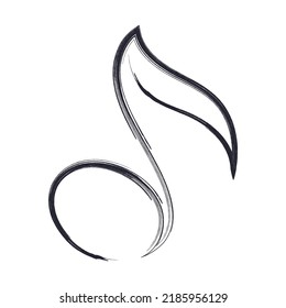 Music note in hand drawn style. Black musical key sign. Template for your design. Vector illustration