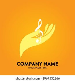 Music note in hand vector icon. filled flat sign for mobile concept and web design. Hand hold musical note simple solid icon. Share music symbol, logo illustration. Vector graphics