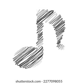 music note Hand-drawn scribble line art on white background vector illustration design
