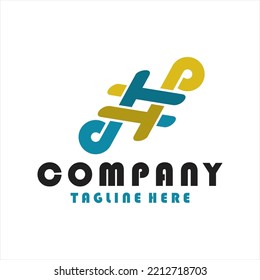 Music Note with Hashtag logo design concept.