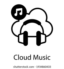 Musiktitel und Kopfhörer mit Cloud-Musik-Symbol