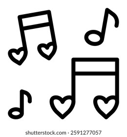 Music note with heart icon line style transparent