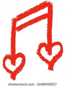 Music Note Com Coração Amor Romance Relacionado Ícone giz giz de giz Desenho Vetor
