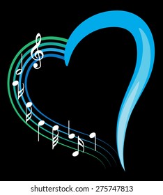 music note with heart shape icon