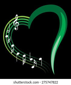 music note with heart shape icon