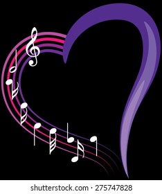 music note with heart shape icon