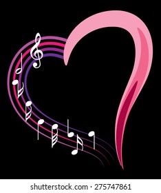 music note with heart shape icon