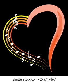 music note with heart shape icon