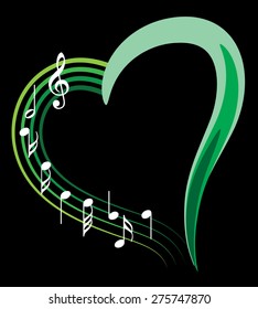 music note with heart shape icon