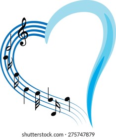 music note with heart shape icon