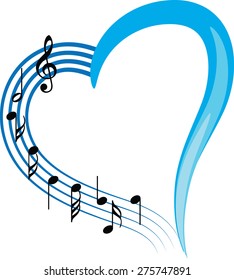 music note with heart shape icon