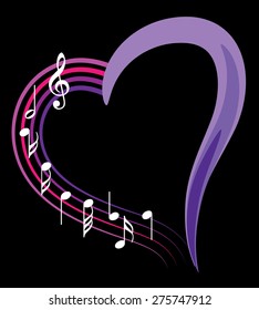 music note with heart shape icon