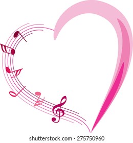 music note with heart shape icon