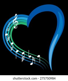 music note with heart shape icon