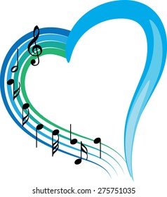 music note with heart shape icon