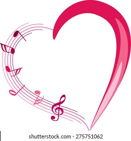 music note with heart shape icon
