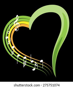 music note with heart shape icon
