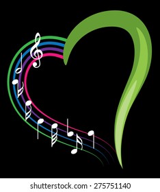 music note with heart shape icon