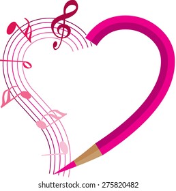 music note with heart shape icon